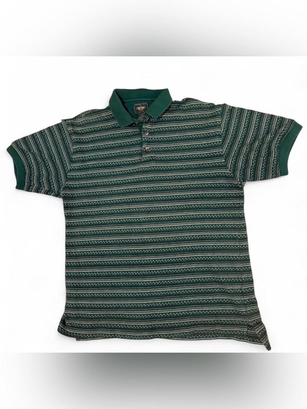 Vintage 90’s Dockers Golf Polo T Shirt All Over Pattern Size Men’s M Green
